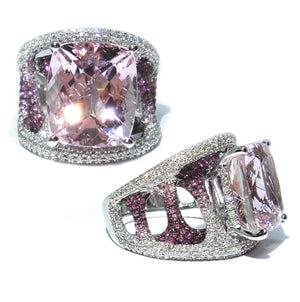 Kunzite & Pink Sapphire Cocktail Ring - Johnny Jewelry