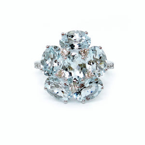 Bubble Aquamarine & Diamond Ring - Johnny Jewelry