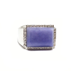 Art Deco Lavender Jade & Diamond Ring - Johnny Jewelry