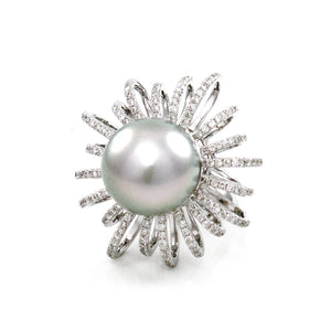 South Sea Pearl & Diamond Cocktail Ring - Johnny Jewelry