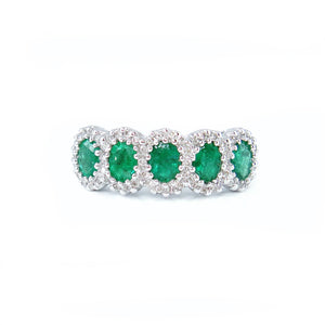 Bubble Emerald & Diamond Ring - Johnny Jewelry