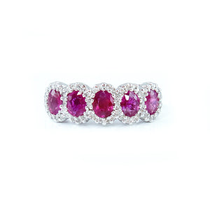 Bubble Ruby & Diamond Ring - Johnny Jewelry