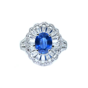 Lacy Sapphire & Baguette Diamond Ring - Johnny Jewelry