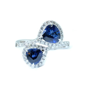 Dual Raindrop Sapphire & Diamond Ring - Johnny Jewelry