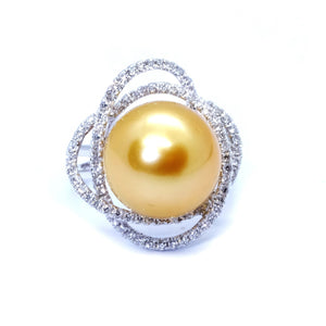 Galaxy Golden South Sea Pearl & Diamond Ring - Johnny Jewelry