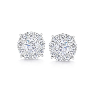 8mm Round Illusion Diamond Cluster Studs