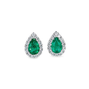Classic Teardrop Emerald & Diamond Earrings