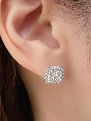 10mm Cushion Diamond Cluster Halo Studs