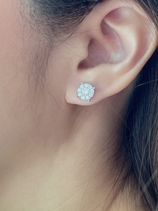 8mm Round Illusion Diamond Cluster Studs