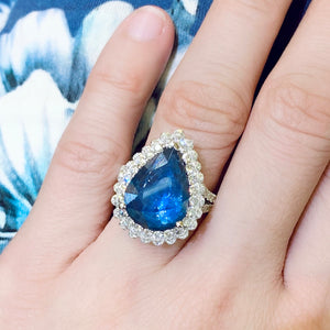 Lacy Teardrop Sapphire & Diamond Ring - Johnny Jewelry