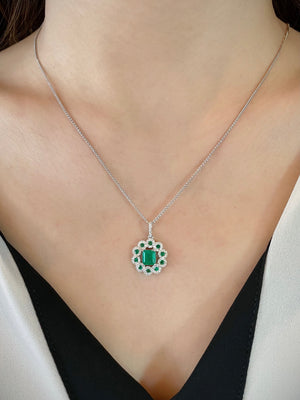 Lacy Bubble Emerald & Diamond Pendant