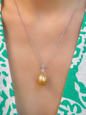 Dew Golden South Sea Pearl & Diamond Pendant