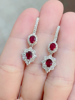 Dual Drop Ruby & Diamond Earrings