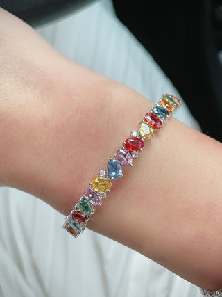 7mm Multi Color Sapphires & Diamond Cuff