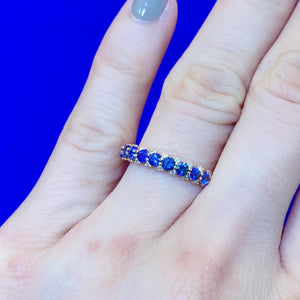 Stackable 4mm Sapphire & Diamond Anniversary Band - Johnny Jewelry