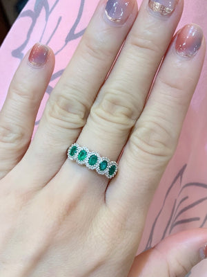 Bubble Emerald & Diamond Ring - Johnny Jewelry