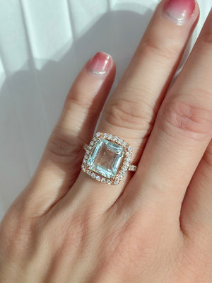 Luna Aquamarine & Diamond Ring