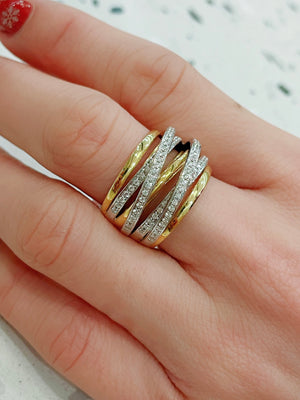 Two Tone Intertwined Diamond Ring
