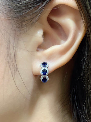 Trio Sapphire & Diamond Huggie Hoop Earrings