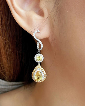 Diva Yellow Sapphire & Diamond Drop Earrings - Johnny Jewelry