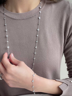 Lux Bezel Set Diamond Cut Diamond Station Necklace/ Bracelet
