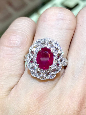 Lacy Ruby & Diamond Ring - Johnny Jewelry