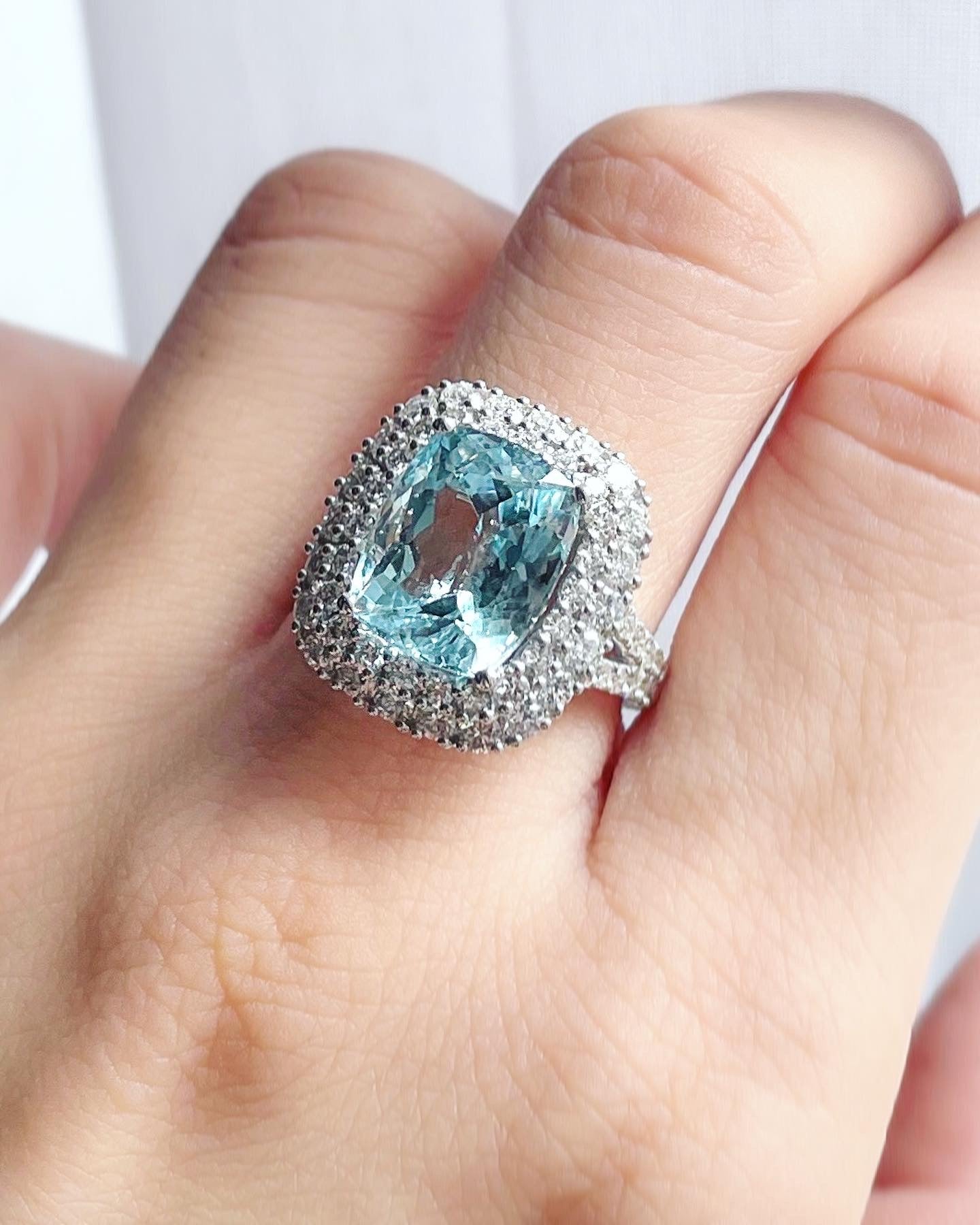 Cushion-Cut Aquamarine and Diamond Accent Ring in 10K White Gold | Zales