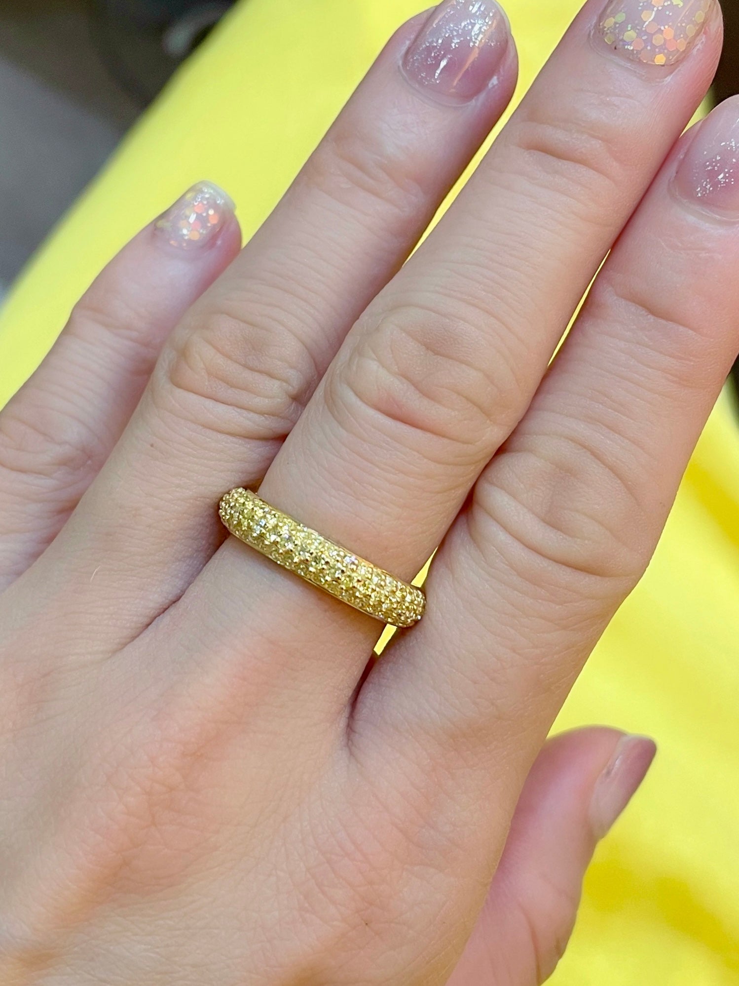 Yellow diamond pave band Outlet