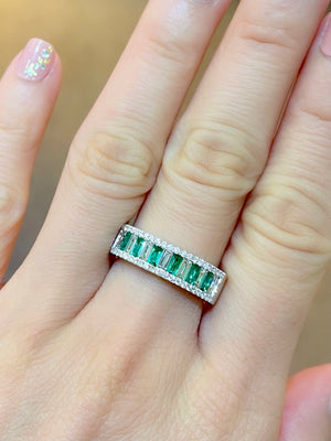 Diva Emerald & Baguette Diamond Ring - Johnny Jewelry