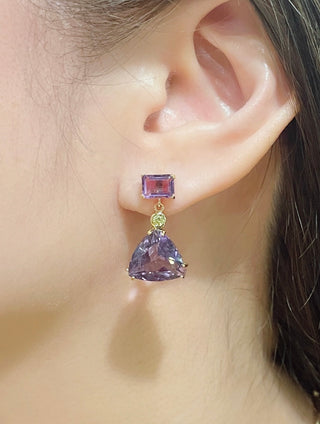 Rose de France Amethyst & Yellow Sapphire Drop Earrings