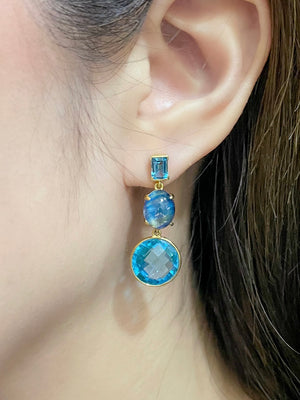 Ocean Blue Topaz & Moonstone Earrings