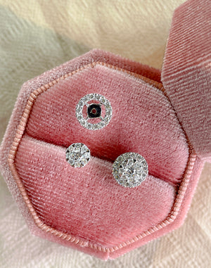 8mm Diamond Halo Jackets with Illusion Stud Earrings