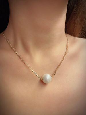 Freshwater Pearl & Link Chain Necklace