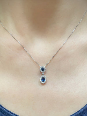 Sapphire & Diamond Dew Drop Pendant - Johnny Jewelry