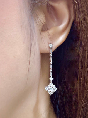 Art Deco Diamond Drop Earrings - Johnny Jewelry