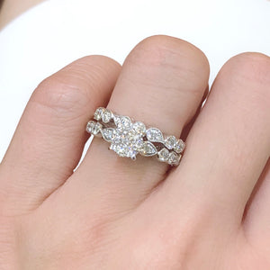 Vintage Style Diamond Cluster Set Engagement Ring - Johnny Jewelry