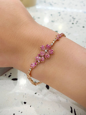 Pink Sapphire Sakura Cherry Blossom Pendant - Johnny Jewelry