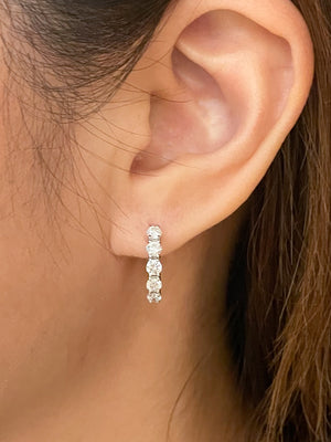 5 Stone Diamond Huggie Earrings