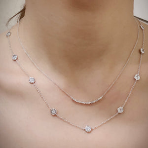 Baguette & Round Diamond Bar Necklace