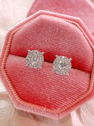 8mm Round Illusion Diamond Cluster Studs