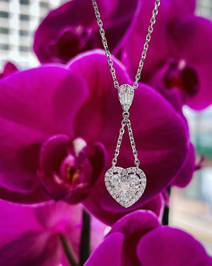 Diamond Heart Drop Pendant Necklace