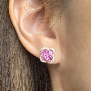 Clover Pink Sapphire & Diamond Earrings