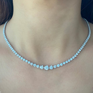 6.50CT Graduated Diamond Tennis Choker Necklace