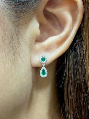 Dainty Droplet Emerald & Diamond Earrings