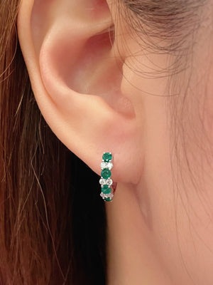 Dainty Ruby & Diamond Huggie Earrings