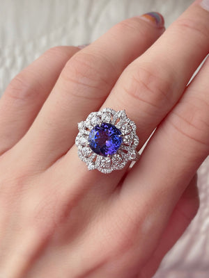 Lacy Clover Tanzanite & Diamond Ring