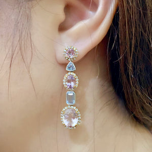 Diva Pink Morganite & Aquamarine Earrings - Johnny Jewelry