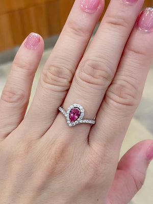 Tiara Pear Shaped Pink Sapphire & Diamond Ring