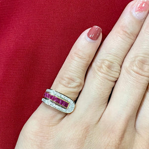 Pink Sapphire & Diamond Pinky Ring