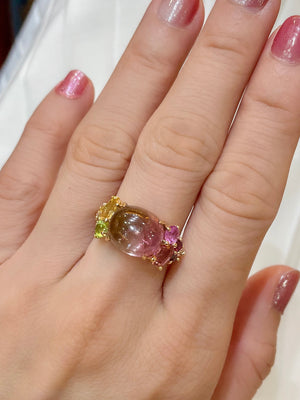 Pebble Candy Bi-color Tourmaline & Multi-gemstone Ring